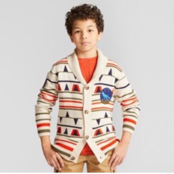 Cat & Jack Boys Collared Sweater Cardigan Wolf - Picture 3 of 7